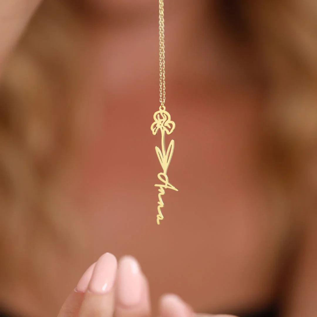 Personalizuotas gimimo gėlės vardinis vėrinys